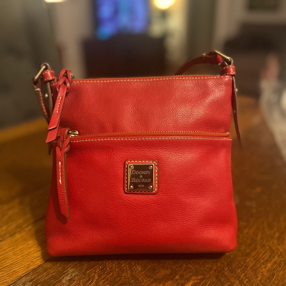Dooney & Bourke Red Letter Carrier with Gold Accents
